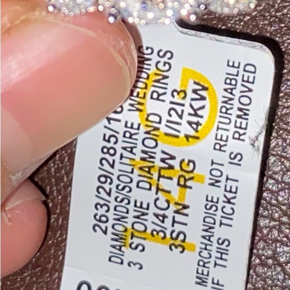 3 stone 3/4 carat diamond 14k white gold ring from Macy’s - Picture 4 of 4